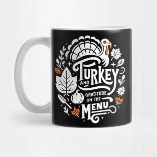 Turkey and Gratitude on the Menu Mug